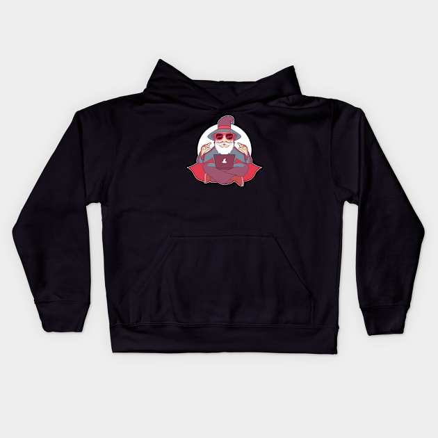 Funny Tech Wizard Cartoon Kids Hoodie by SLAG_Creative